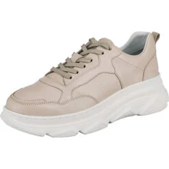 Chunky Echtleder Sneakers Low - Sand