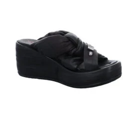 A.S.98 Damen Wedges Sandalen Arca Pantolette Fußbett Bequem Freizeit Glattleder Uni Wedge-Sneakers - Schwarz -Bestes Schuh Geschäft 24687932 07