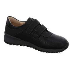 Finn Comfort Damen Slipper Schuhe Ivrea Klettschuh Freizeit Elegant Slip-Ons Lederkombination Uni Klassische Slipper - Schwarz -Bestes Schuh Geschäft 27115516 06