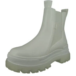 Buffalo Damen Sportliche Stiefelette Aspha Chelsea Mid 1270072 Weiß White Kunstleder Mit Perfect Fit Durch Memory Foam Ankle Boots - Weiß