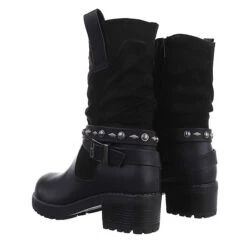 Western- & Bikerboots Reißverschluss, Blockabsatz, Nieten, Used Look, Dekoschnallen -Bestes Schuh Geschäft 29129441 06