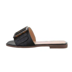 Pantoletten , Flach, Offene Ferse - Schwarz