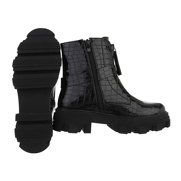 Western- & Bikerboots Reißverschluss, Blockabsatz, Nieten - Schwarz 2 Western- & Bikerboots Reißverschluss, Blockabsatz, Nieten - Schwarz – Bild 2