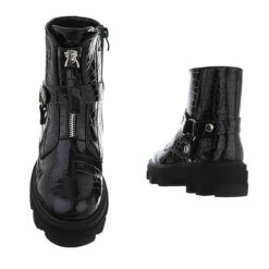 Western- & Bikerboots Reißverschluss, Blockabsatz, Nieten - Schwarz 5 Western- & Bikerboots Reißverschluss, Blockabsatz, Nieten - Schwarz -Bestes Schuh Geschäft 29424879 03