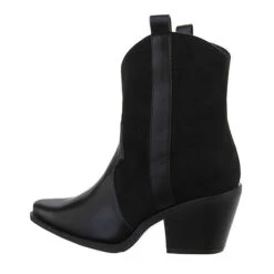 Western- & Bikerboots , Blockabsatz, - Schwarz
